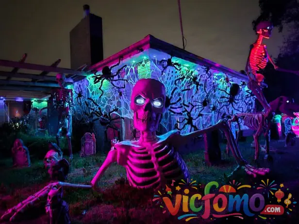 Lanahs  Spooky  Manor  Halloween  Skeletons  Neon  Lights  Decorations